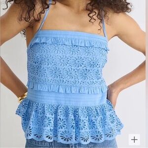 NWT J. Crew Blue Ruffled Peplum Camisole